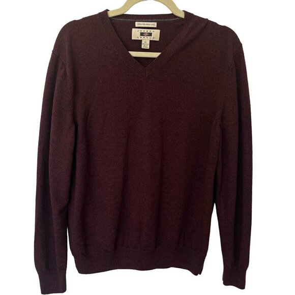 Joseph Abboud Mens XL Extra Fine Merino Wool Pullover Sweater Purple V Neck Flaw - Picture 1 of 9